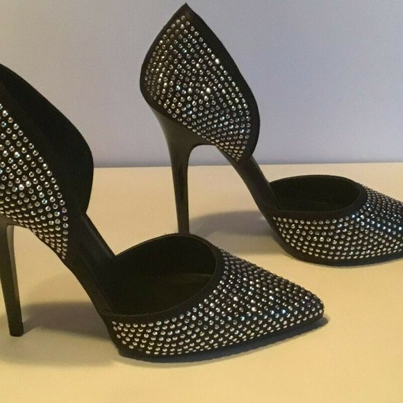 Qupid black with beaded silver details 4.5" Size8 - Picture 2 of 3